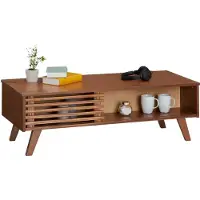 Idimex Couchtisch SEAN, mit 2 Fächern in kastanie, eleganter Beistelltisch im skandinavischen Design, praktischer Wohnzimmertisch mit Schiebtür aus massiver Kiefer