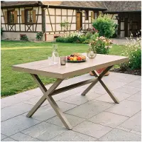 Idimex Gartentisch ISOLA, WPC Holzoptik, champagner – wetterfest und strapazierfähig, ideal für Garten, Terrasse und Balkon. Aluminiumgestell, einfache Montage. Outdoor Möbel, Balkontisch, Terrassenmöbel