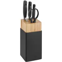 Zwilling Four Star Messerblockset 5-tlg. – Kautschuk-Holz Block Schwarz – Eisgehärtete FRIODUR Küchenmesser inkl. Universalschere