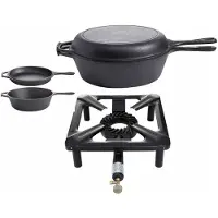 ALL' GRILL Hockerkocherset klein mit Gusseisenpfanne 26 cm ohne Zündsicherung