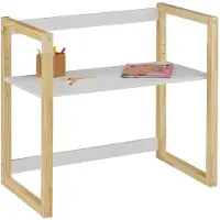 Idimex Kinderschreibtisch SUZA höhenverstellbar Massivholz natur/weiß - Tischplatte in 4 Höhen verstellbar, ideal für kleine Räume, minimalistisches Design im Montessori-Stil