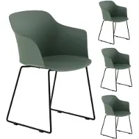Idimex Gartenstuhl FORO im 4er Set, Grün - Outdoor Schalenstuhl aus Polypropylen, Sitzschale UV-beständig und pflegeleicht, schlanke Metallbeine, modernes Design für Garten und Terrasse