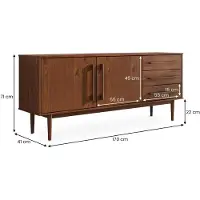 Idimex Sideboard TECCA mit 2 Türen und 3 Schubladen, Kastanie farben – Kommode aus Massivholz, verstellbarer Einlegeboden, Wohnzimmermöbel im Mid-Century Style