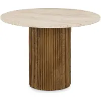 Idimex MANDI Couchtisch mit Tischplatte aus Travertin, 60 cm, Braun/Beige - Runder Wohnzimmertisch, Beistelltisch, Clubtisch im modernen Design, Coffee Table mit Marmor Optik, Robuster Travertintisch