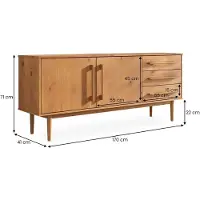 Idimex Sideboard TECCA mit 2 Türen und 3 Schubladen, Eiche farben – Kommode aus Massivholz, verstellbarer Einlegeboden, Wohnzimmermöbel im Mid-Century Style