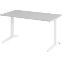 Bümö Schreibtisch Serie-XB - Nachbildung: Grau, Gestell: Weiß, Größe: 140 x 80 cm