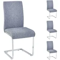 Idimex Schwingstuhl Esszimmerstuhl Freischwinger Stuhl LETICIA, mit Stoffbezug in grau, im 4er Pack