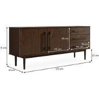 Idimex Sideboard TECCA mit 2 Türen und 3 Schubladen, Nussbaum farben – Kommode aus Massivholz, verstellbarer Einlegeboden, Wohnzimmermöbel im Mid-Century Style