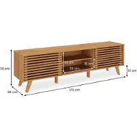 Idimex TV Lowboard RIAN mit 2 Schiebetüren für 75" TV Eiche farben - TV Kommode aus massivem Kiefernholz, 3 verstellbare Einlegeböden, TV Sideboard