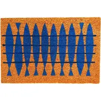 Relaxdays Kokos Fußmatte mit Motiv 60x40 cm Blau,Hellbraun,Schwarz