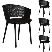 Idimex Gartenstuhl OLINDO 4er Set, schwarz - In- & Outdoor Stühle aus Kunststoff, UV-Beständig und robust, Schalenstühle für Balkon, Terrasse oder Esszimmer