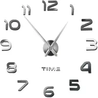 Ruhhy 22143 Design-3D-Wanduhr, 130 cm, silberfarben