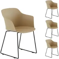 Idimex Gartenstuhl FORO im 4er Set, Beige - Outdoor Schalenstuhl aus Polypropylen, Sitzschale UV-beständig und pflegeleicht, schlanke Metallbeine, modernes Design für Garten und Terrasse