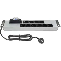 Rockstable 2HE 19 Zoll Rack 10-fache Steckdosenleiste Sicherung und Kurzschlussschutz - 4kW Leistung