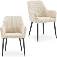 Idimex Esszimmerstühle VERONA im 2er Set, Beige - bequeme Polsterstühle mit Armlehnen, pflegeleichter Cordbezug, stabiles Metallgestell, ideal für Küche und Wohnbereich