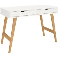 Idimex Schreibtisch MILO mit 2 Schubkasten, Massivholz, stabil und langlebig, ideal für Home-Office, weiß / Eiche farben, Schubladen für Stauraum