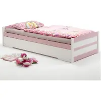 Idimex Ausziehbett LORENA weiß/rosa 90x200 cm Bett mit Stauraum Tagesbett