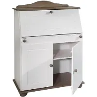 Idimex Sekretär DAVID aus Kiefer Massivholz, Taupe/Weiß - Klappensekretär mit aufklappbarer Arbeitsfläche, Schreibtisch mit Stauraum für Büro oder Wohnzimmer im Landhausstil