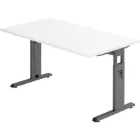 Bümö Schreibtisch Serie-O - Nachbildung: Weiß, Gestell: Graphit, Größe: 140 x 80 cm