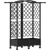vidaXL Hochbeet mit Rankgitter und Dach Schwarz 124 x 40 x 129 cm PP