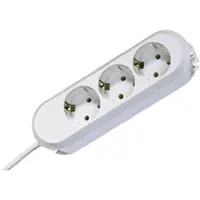 Bachmann 3x Schuko H05VV-F 3G 1.50mm² 16A/3680W 3m, 3 m, Weiß, Weiß, 3680 W, Kunststoff