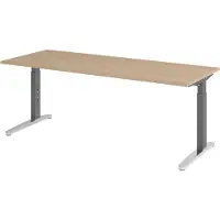Bümö Schreibtisch Serie-XB - Nachbildung: Eiche, Gestell: Graphit/Alu poliert, Größe: 200 x 80 cm