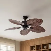 LUCANDE Silvaris Deckenventilator, Holzoptik, DC, leise, Ø 132cm Fernbedienung - , Silvaris, Holz, für Wohnzimmer, Kunststoff, Skandinavisch