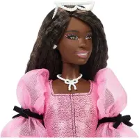 Barbie Deluxe Style-Puppe Nr. 14 mit Metallic-Barbiecore-Kleid mit gerüschten Ärmeln und braunen Haaren, Modepuppe, Weiblich, 4 Jahr(e), Mädchen, 323,9 mm, Mehrfarbig