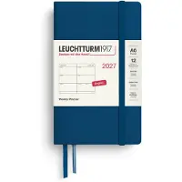 Leuchtturm Wochenkalender 2027 Pocket (A6) - Englisch, Indigo, Hardcover, 90