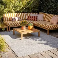 FRAAI In- & Outdoor Teppich - Summer Tile Hellgrau 80x150 cm