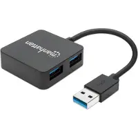 Manhattan USB 3.0 Hub, 4 Ports, Stromversorgung über USB, USB 3.2 Gen 1 (3.1 Gen 1) Type-A, USB 3.2 Gen 1 (3.1 Gen 1) Type-A, 5000 Mbit/s, Schwarz, Kunststoff, FCC, CE, RoHS, WEEE