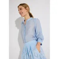 More & more leicht transparente, glänzende Bluse in soft blue | Gr.: 40