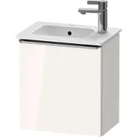 Duravit D-Neo Waschtischunterbau wandhängend, 410x440x274mm, eine Tür, Türanschlag Rechts, mit Griff Edelstahl gebürstet, DE4259R70220000, Farbe: Weiß Hochglanz Dekor