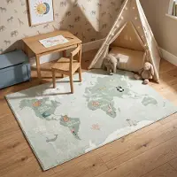 Little Olly Kinderteppich - Globe Mint 120x170 cm