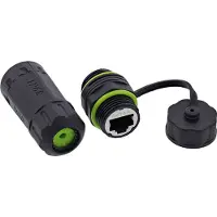 InLine 69927I, Kabelkupplung, Schwarz, Polyamid, Silikon, Cat6a, Staubsicher, Wasserdicht, Patchkabelkupplung, kurz, Cat.6A, IP68, 2x RJ45 Buchse, geschirmt