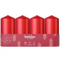 Bolsius 4 Stumpen-Kerzen 100x48 rot