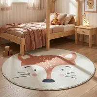 Little Olly Waschbarer Spielteppich Rund - Sammy Fox Orange Ø 80 cm