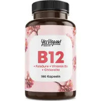 Yes Vegan Vitamin B12 hochdosiert – Komplex mit B6, Folsäure und Chlorella (180 Kapseln) 1x180 St Kapseln
