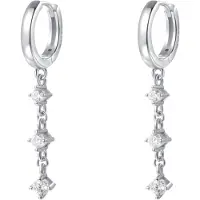 Hey Happiness Ohrringe mit Kette aus Zirkonia 925 Sterlingsilber in Silber - (L) 3,6 cm | Gr.: onesize