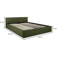 Idimex Polsterbett PESARO 140x200 cm, Grün - Bettgestell inkl. Lattenrost, strapazierfähiger Stoffbezug in Leinen-Optik, modernes Doppelbett mit Kopfteil für Schlafzimmer