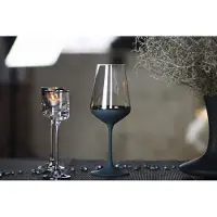 Casa Padrino Luxus Rotweinglas 6er Set Dunkelblau / Silber Ø 8,5 x H. 24 cm - Handgefertigte und handbemalte Weingläser - Hotel & Restaurant Accessoires - Luxus Qualität
