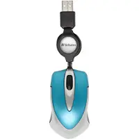 Verbatim Go Mini, Beidhändig, Optisch, USB Typ-A, 1000 DPI, Blau, Silber