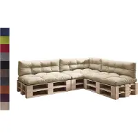Sunnypillow Palettenkissen für Palettenmöbel - 7er Set - Palettenauflage für Palettensofa - Palettenpolster für Garten, Gesteppte Kissen für Europaletten - Sitzkissen & Rückenkissen Cremefarben