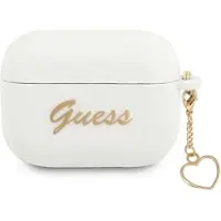 GUESS Guaplschsh Airpods Pro-Abdeckung Weiß/Weiß Silikon-Charm-Herz-Kollektion