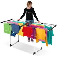 Kadax Wäscheständer "Eloie", großer Trockenleinenlänge, Grau, 110-196 cm