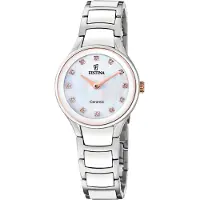 Festina Armbanduhr Ceramic Silver - Mother-of-pearl