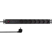 Logilink PDU7C02, 1U, Senkrecht, Aluminium, Schwarz, 7 AC-Ausgänge, Typ F