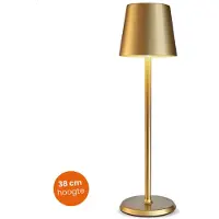 Goliving Tischlampe Wiederaufladbar - Kabellos und dimmbar - Moderne Touch-Lampe - Nachtlampe für das Schlafzimmer - 38 cm - Gold