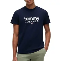 Tommy Hilfiger Slim Graphic Tee Dark Night Navy Größe: L | Basic T-Shirts Outlet | Herren | Schwarz
