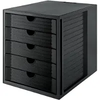 HAN Schubladenbox SYSTEMBOX KARMA, 5 geschlossene Schubladen, DIN A4, leichtlaufend, B 274 x T 330 x H 320 mm, schwarz